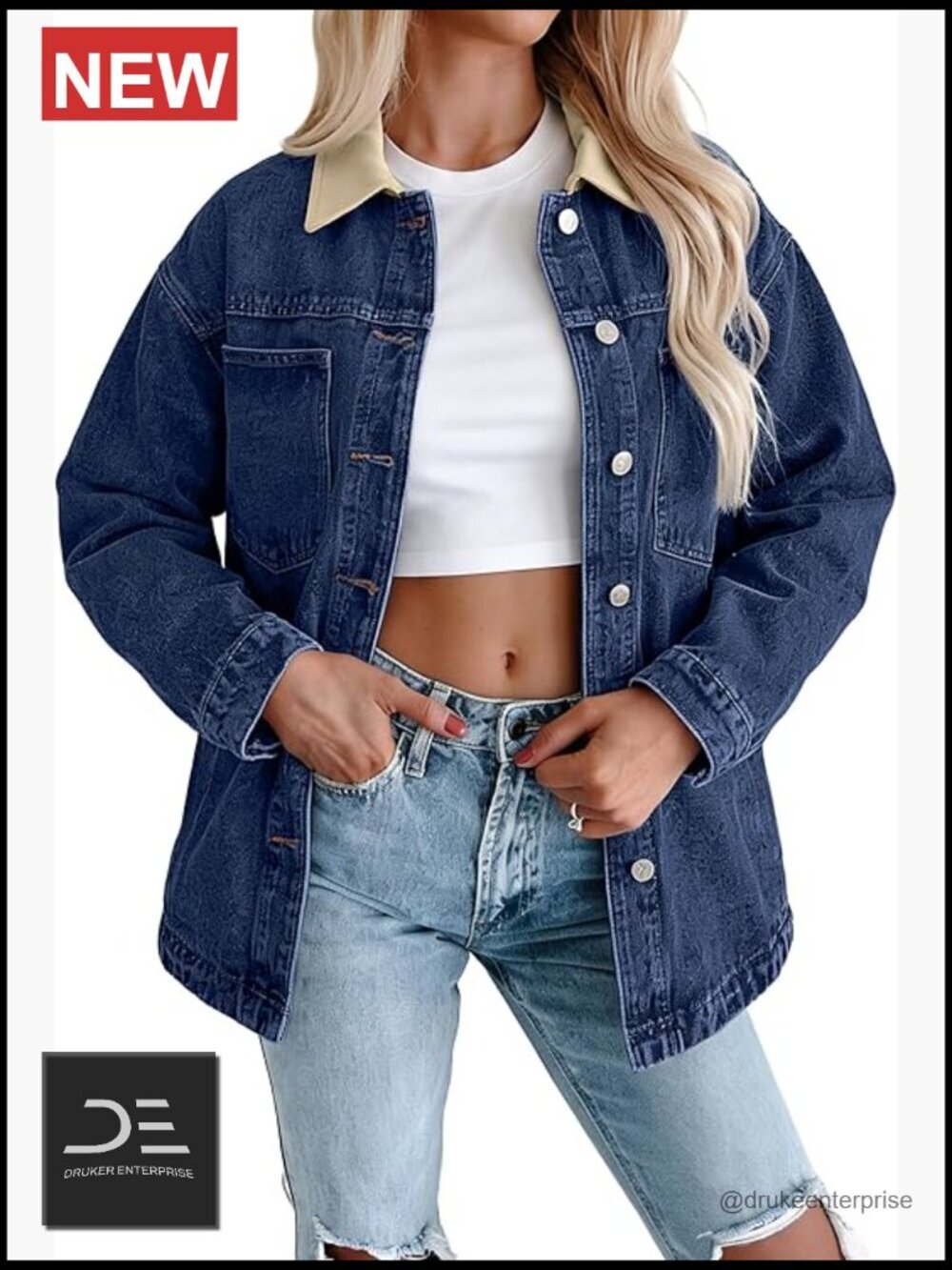 Oversized Denim Shirt Jacket Lightweight Button Down Loose Fit Jean Jackets